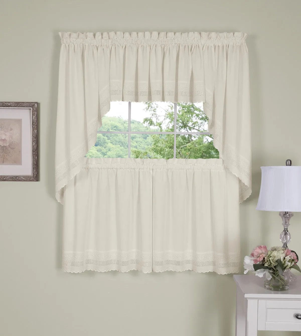 Danielle Embroidered Eyelet Tier Curtain