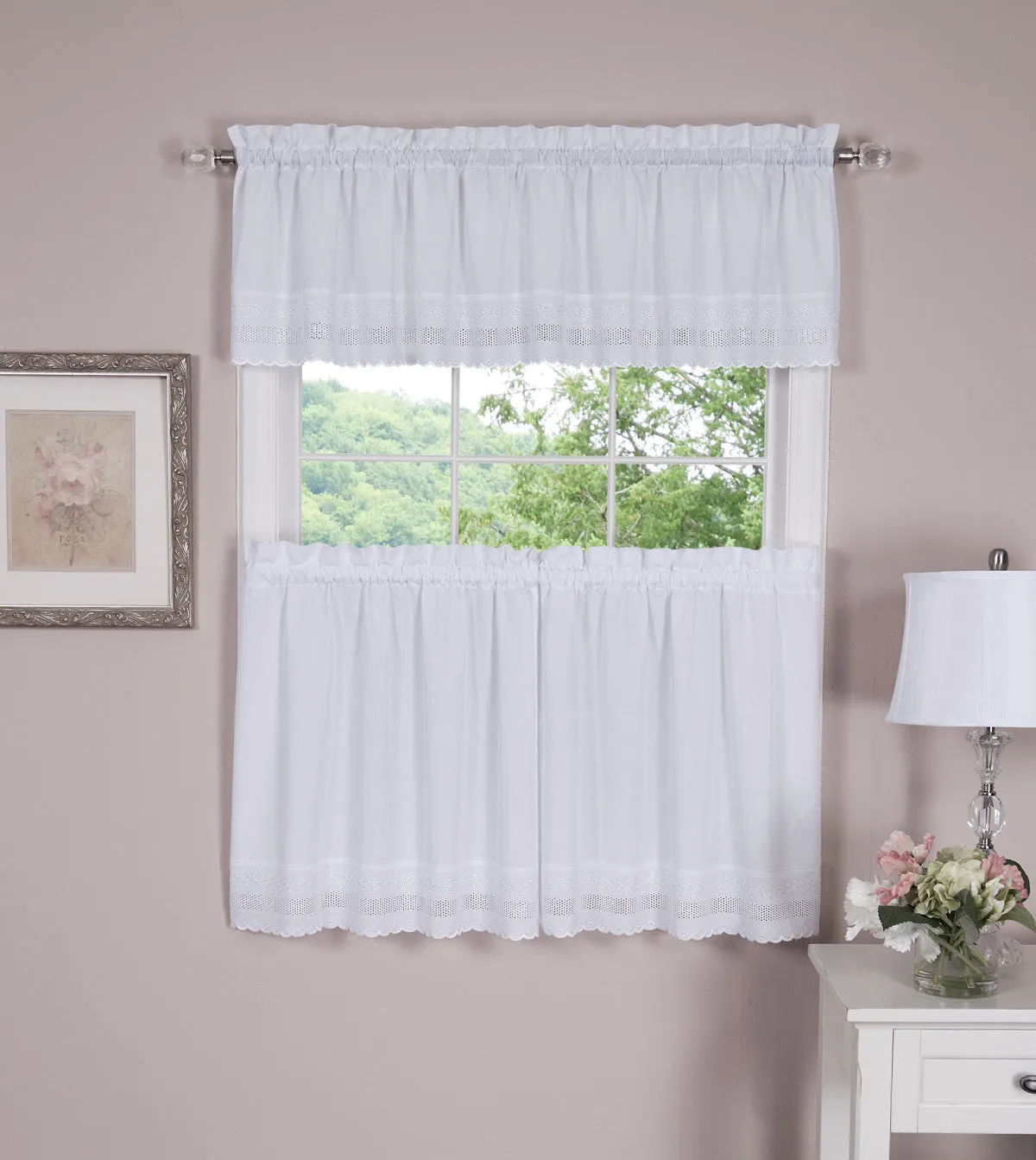 Danielle Embroidered Eyelet Tier Curtain
