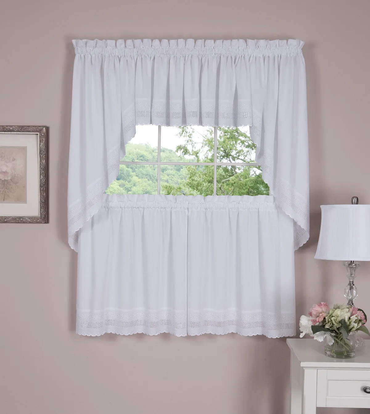 Danielle Embroidered Eyelet Tier Curtain