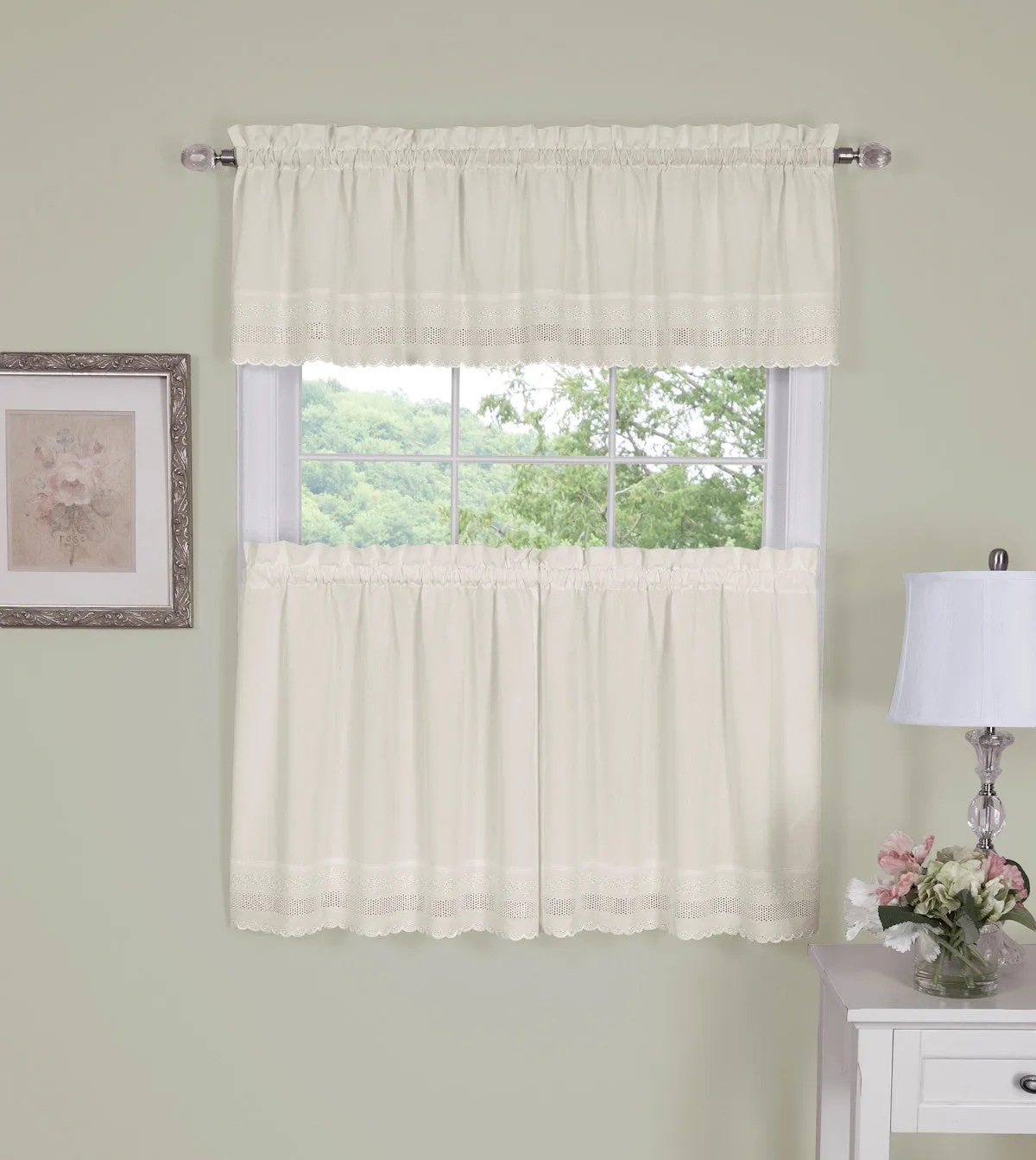 Danielle Embroidered Eyelet Tier Curtain