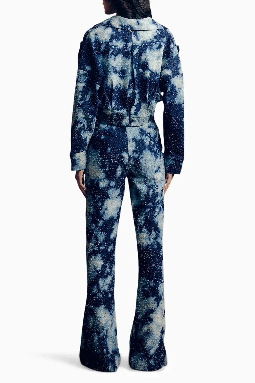 Distressed Denim Cloudwash Jacket With Pants