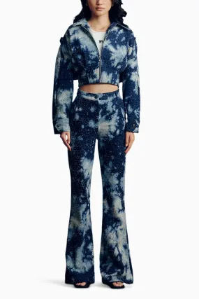 Distressed Denim Cloudwash Jacket With Pants