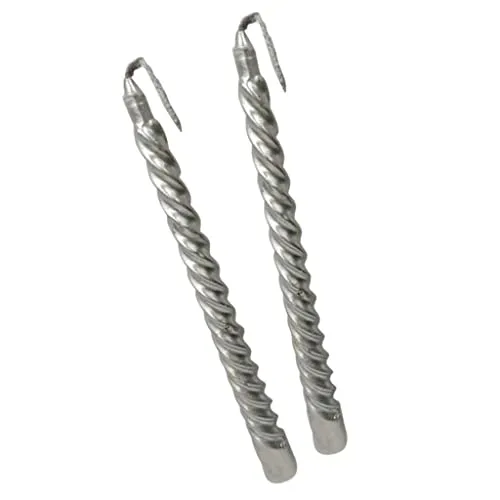 Droppedo 2pcs Twisted Spiral Christmas Taper Wax Candle Candlelight Dinner Decor Silver