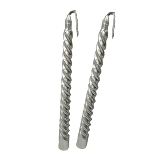 Droppedo 2pcs Twisted Spiral Christmas Taper Wax Candle Candlelight Dinner Decor Silver