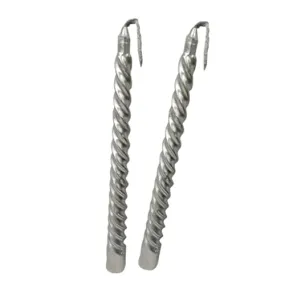 Droppedo 2pcs Twisted Spiral Christmas Taper Wax Candle Candlelight Dinner Decor Silver