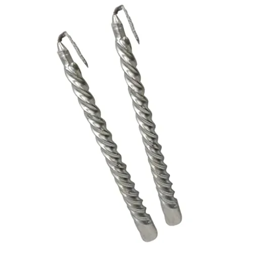 Droppedo 2pcs Twisted Spiral Christmas Taper Wax Candle Candlelight Dinner Decor Silver