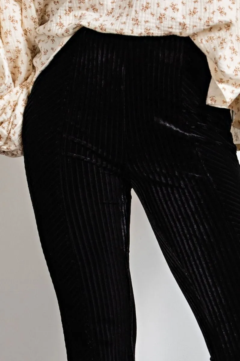 Easel Velvet Surface Velour Bell Bottom Flared Hem Pants by Sensual Fashion Boutique