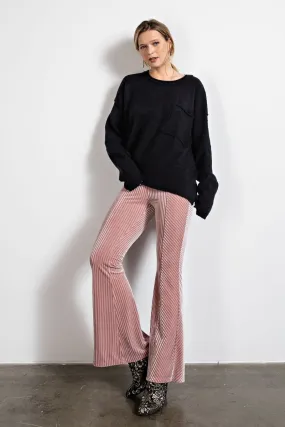 Easel Velvet Surface Velour Bell Bottom Flared Hem Pants by Sensual Fashion Boutique
