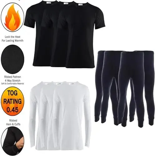 Extreme Hot 0.45 TOG Men's thermal underwear Vest Long John Set Baselayer Size S-XXL