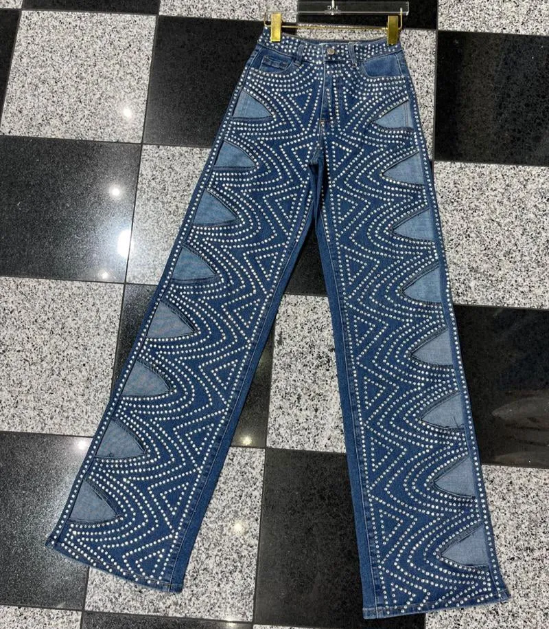 Festive cut out glam denim pants