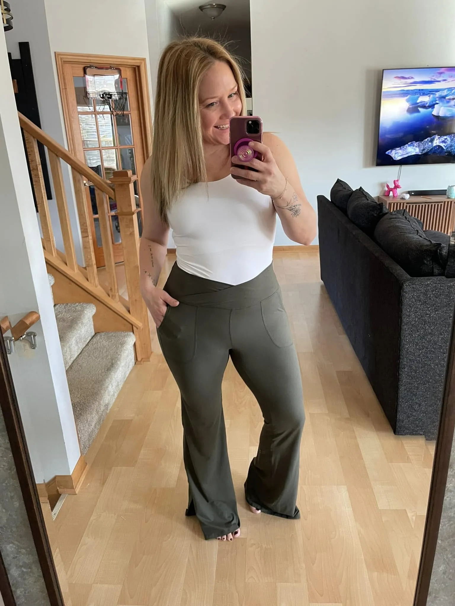 Flare Fusion Yoga Pants in Olive