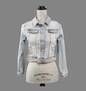 GIRL SIZE LARGE (10/12 YEARS) - CAT & JACK, Cropped, Light Blue Denim Jacket VGUC B39