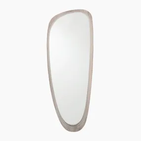 Grey Oak Wood Veneer Teardrop Wall Mirror