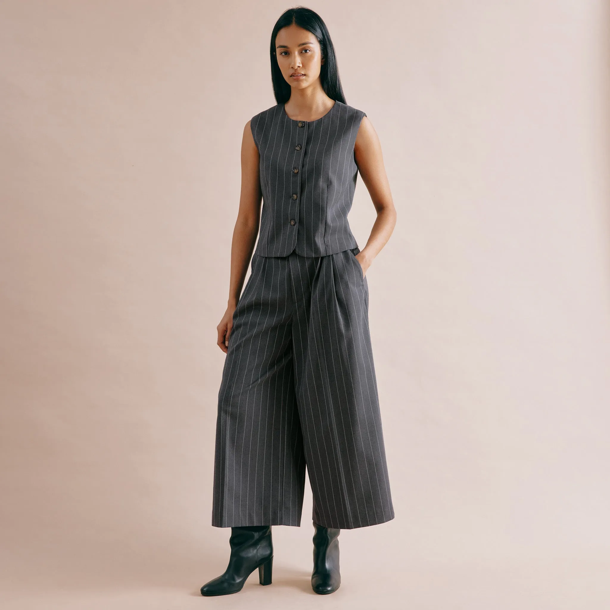 Grey Pinstripe Culotte