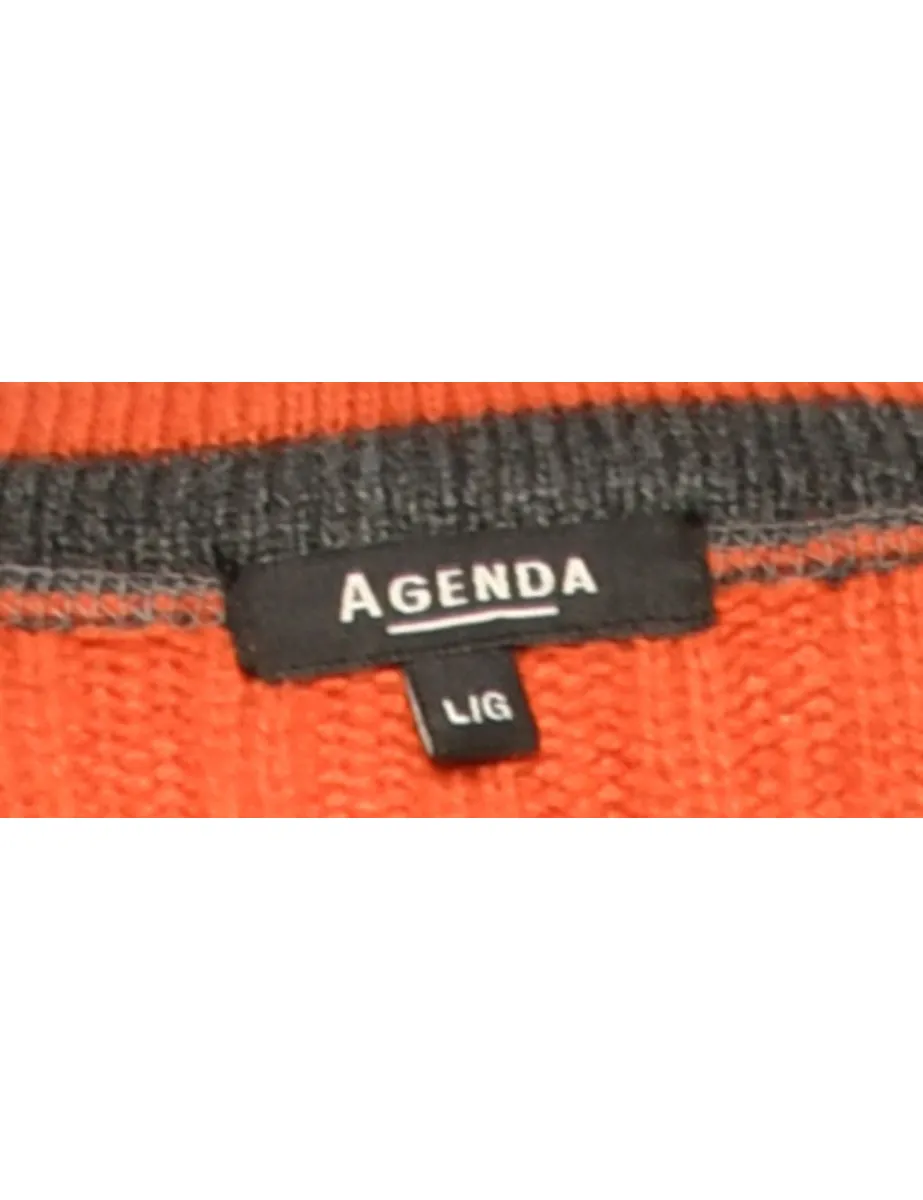 Hand Knitted Orange Jumper - M