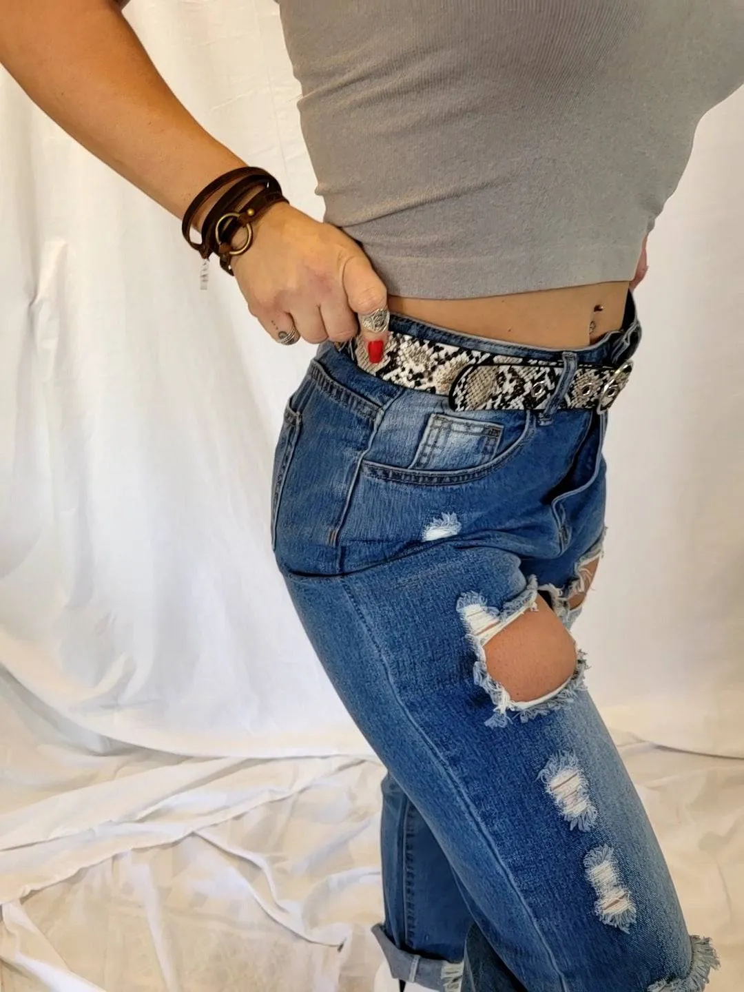 High Raise Distressed Jeans