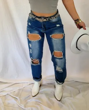 High Raise Distressed Jeans