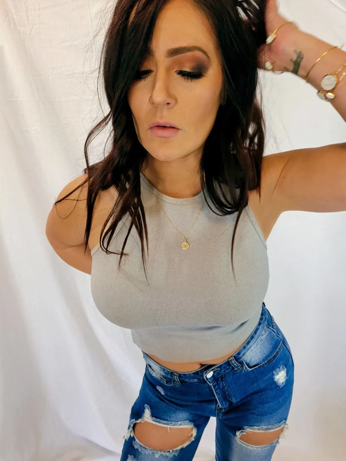 High Raise Distressed Jeans