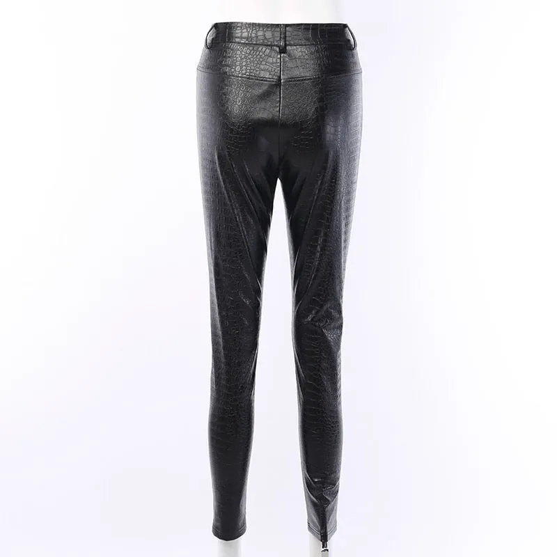 High Waist Pencil Faux Leather Pants Trousers