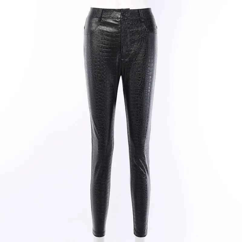 High Waist Pencil Faux Leather Pants Trousers