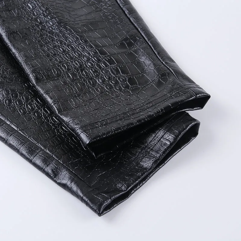 High Waist Pencil Faux Leather Pants Trousers