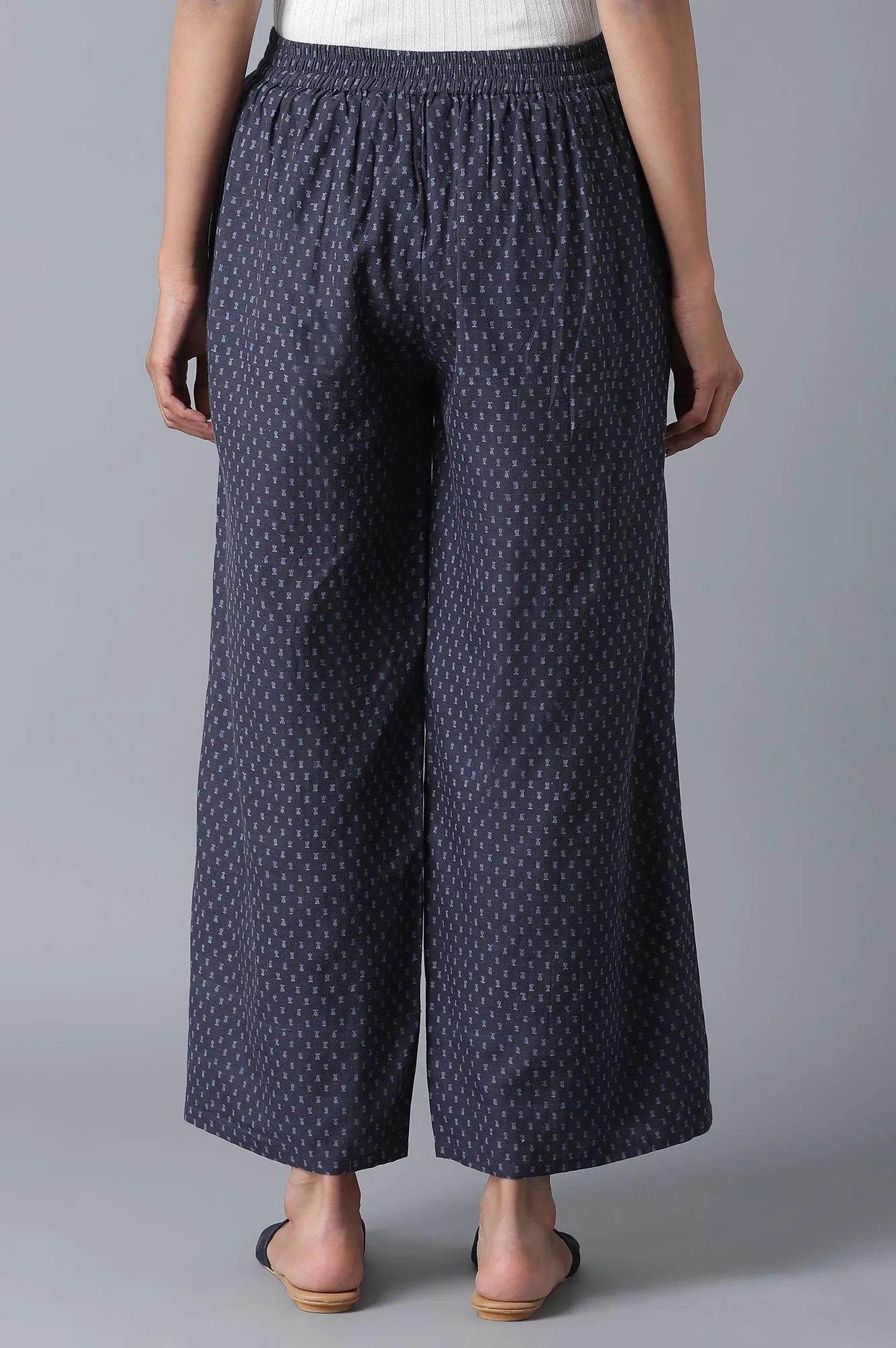Indigo Printed Flared Parallel Pants