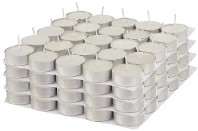 Kuber Selection 2-3 Hours Pack of 200 Pcs Long Burning Unscented Tea Light Candles, Smokeless Paraffin Tea Candles for Home, Pool, Shabbat, Weddings & Emergencies (Pack of 200 Pcs, White)