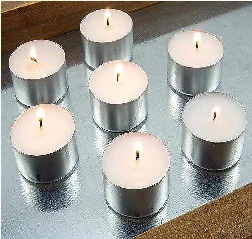 Kuber Selection 7-8 Hours Pack of 80 Pcs Long Burning Unscented Tea Light Candles, Smokeless Paraffin Tea Candles for Home, Pool, Shabbat,Weddings & Emergencies (Pack of 80 Pcs 7-8 Hours, White)