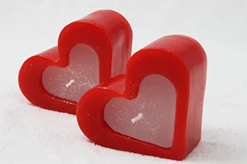 Luces Red Heart Shaped Candles Sweet Love Romantic Candles Rose Scented Dill Candles for Valentine's Day Proposal Wedding Party Home Dinner Table Décor [Set of 4]