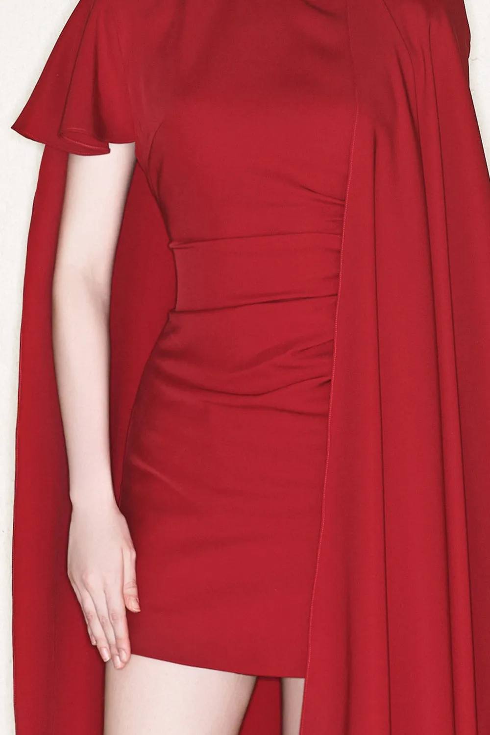 Lynch Cape Asymmetric Crepe Mini Dress