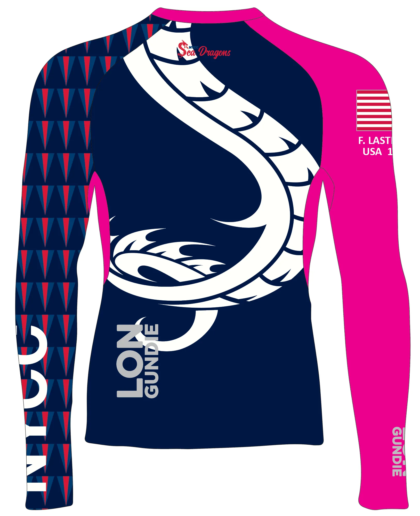 MEN RASH GUARD TOP LONG SLEEVE HOT PINK | NORFOLK YACHT CLUB | PSNLZ'D