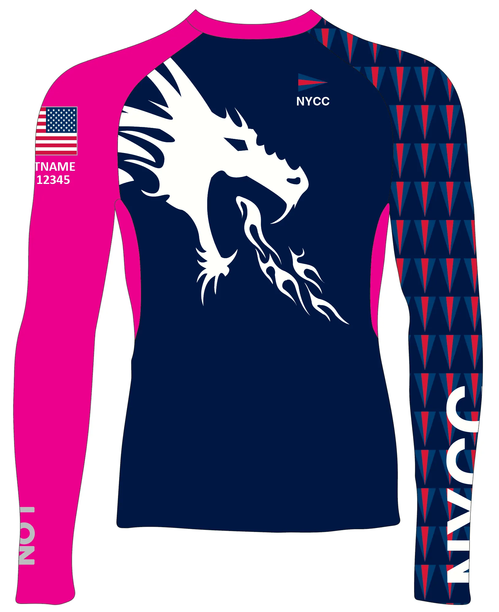 MEN RASH GUARD TOP LONG SLEEVE HOT PINK | NORFOLK YACHT CLUB | PSNLZ'D