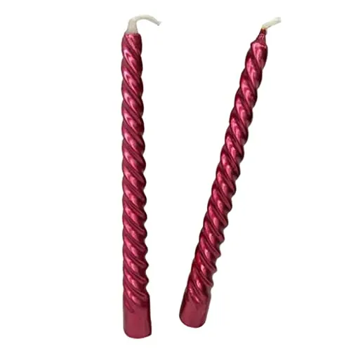 MILAAN 2pcs Twisted Spiral Christmas Taper Wax Candle Candlelight Dinner Decor Red