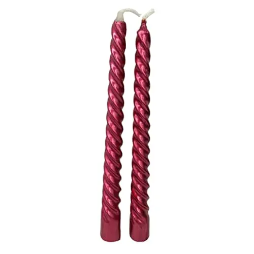 MILAAN 2pcs Twisted Spiral Christmas Taper Wax Candle Candlelight Dinner Decor Red