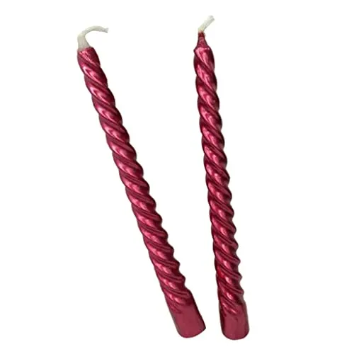 MILAAN 2pcs Twisted Spiral Christmas Taper Wax Candle Candlelight Dinner Decor Red