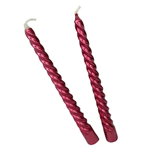 MILAAN 2pcs Twisted Spiral Christmas Taper Wax Candle Candlelight Dinner Decor Red
