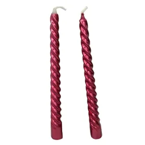 MILAAN 2pcs Twisted Spiral Christmas Taper Wax Candle Candlelight Dinner Decor Red