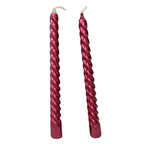 MILAAN 2pcs Twisted Spiral Christmas Taper Wax Candle Candlelight Dinner Decor Red