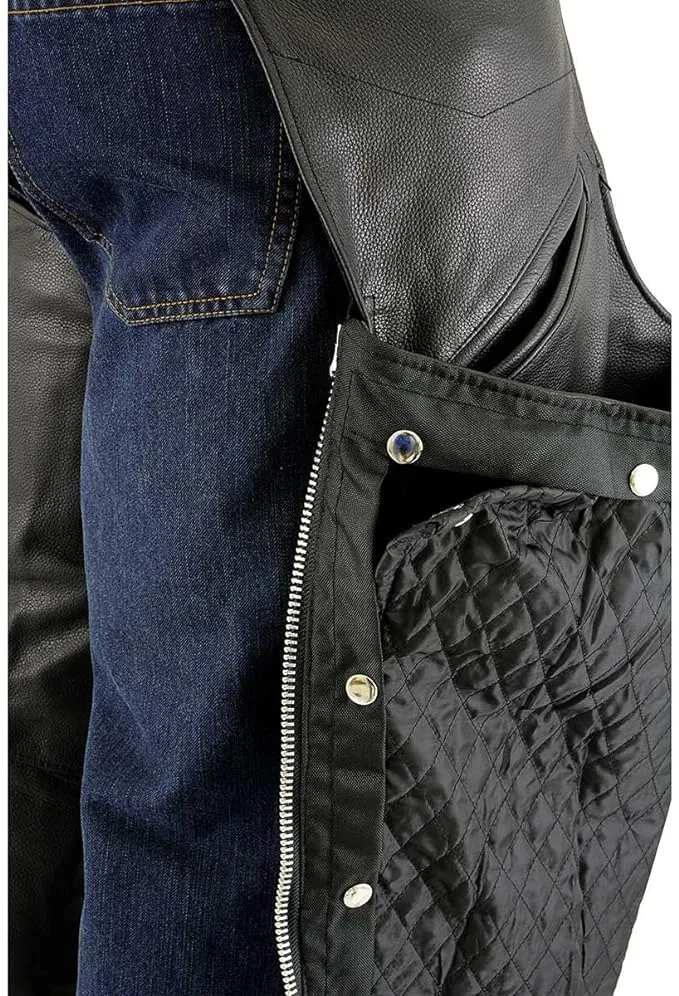 Milwaukee Leather Men's Black Slash Pocket Chap with Thermal Liner - ML1103