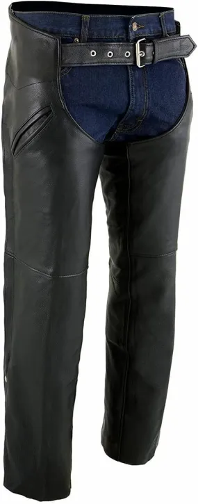 Milwaukee Leather Men's Black Slash Pocket Chap with Thermal Liner - ML1103
