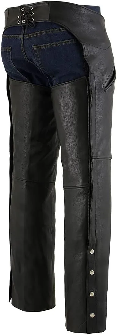 Milwaukee Leather Men's Black Slash Pocket Chap with Thermal Liner - ML1103