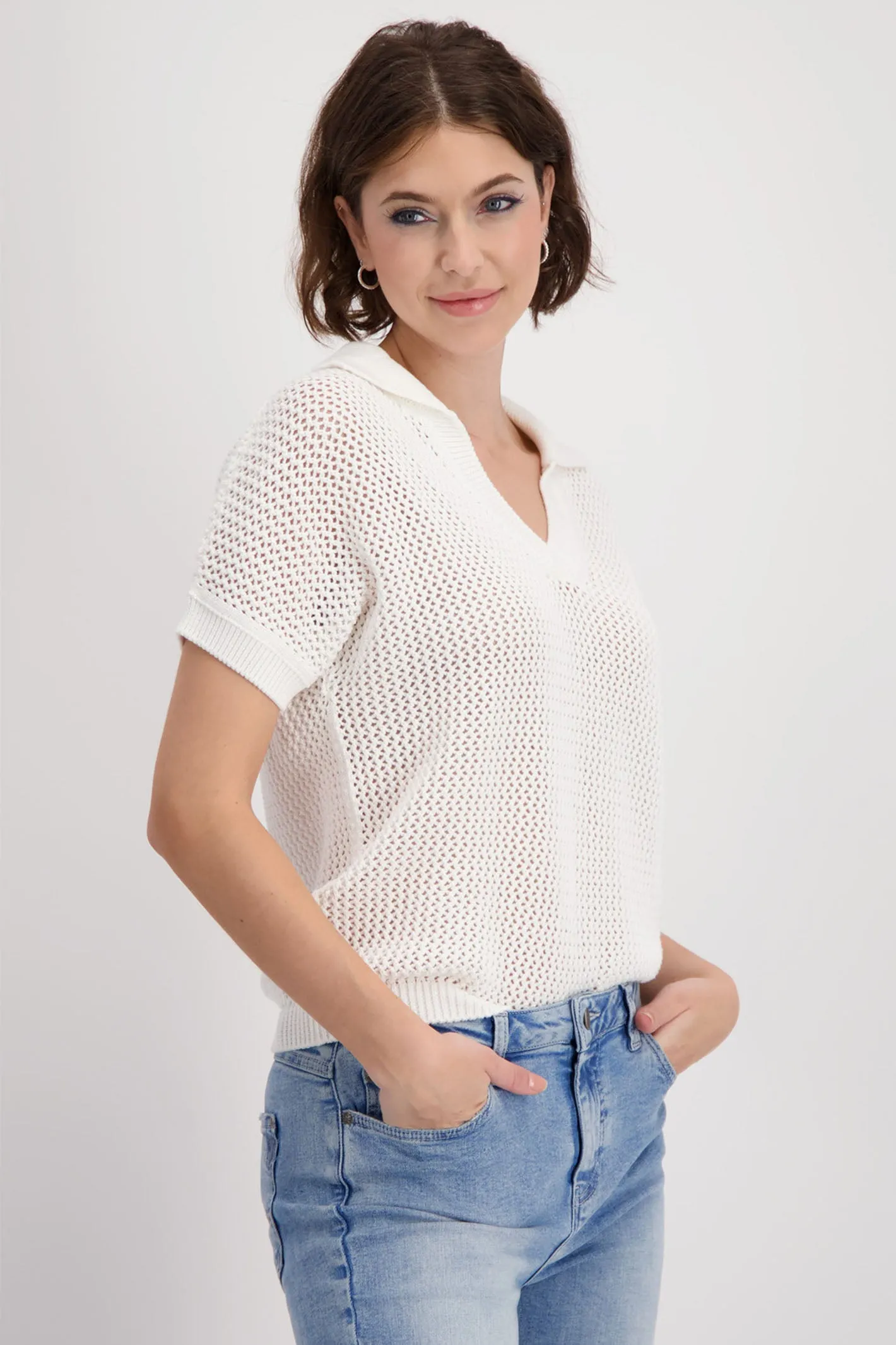 Monari 409530 Polo Ajour Jumper Off-White