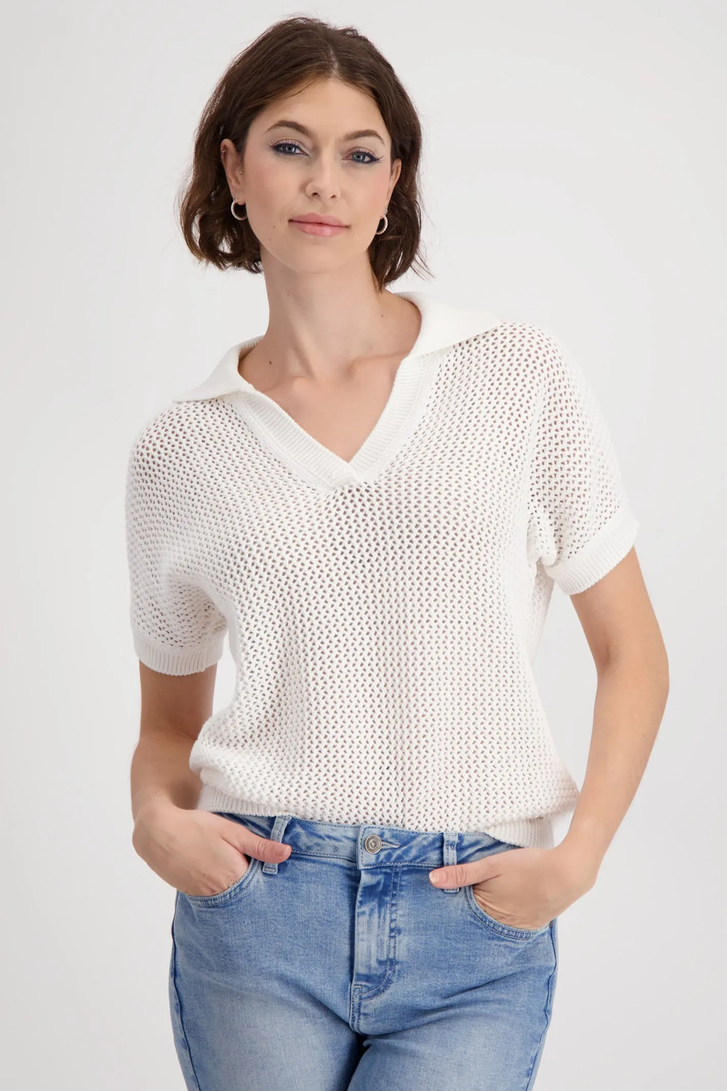 Monari 409530 Polo Ajour Jumper Off-White