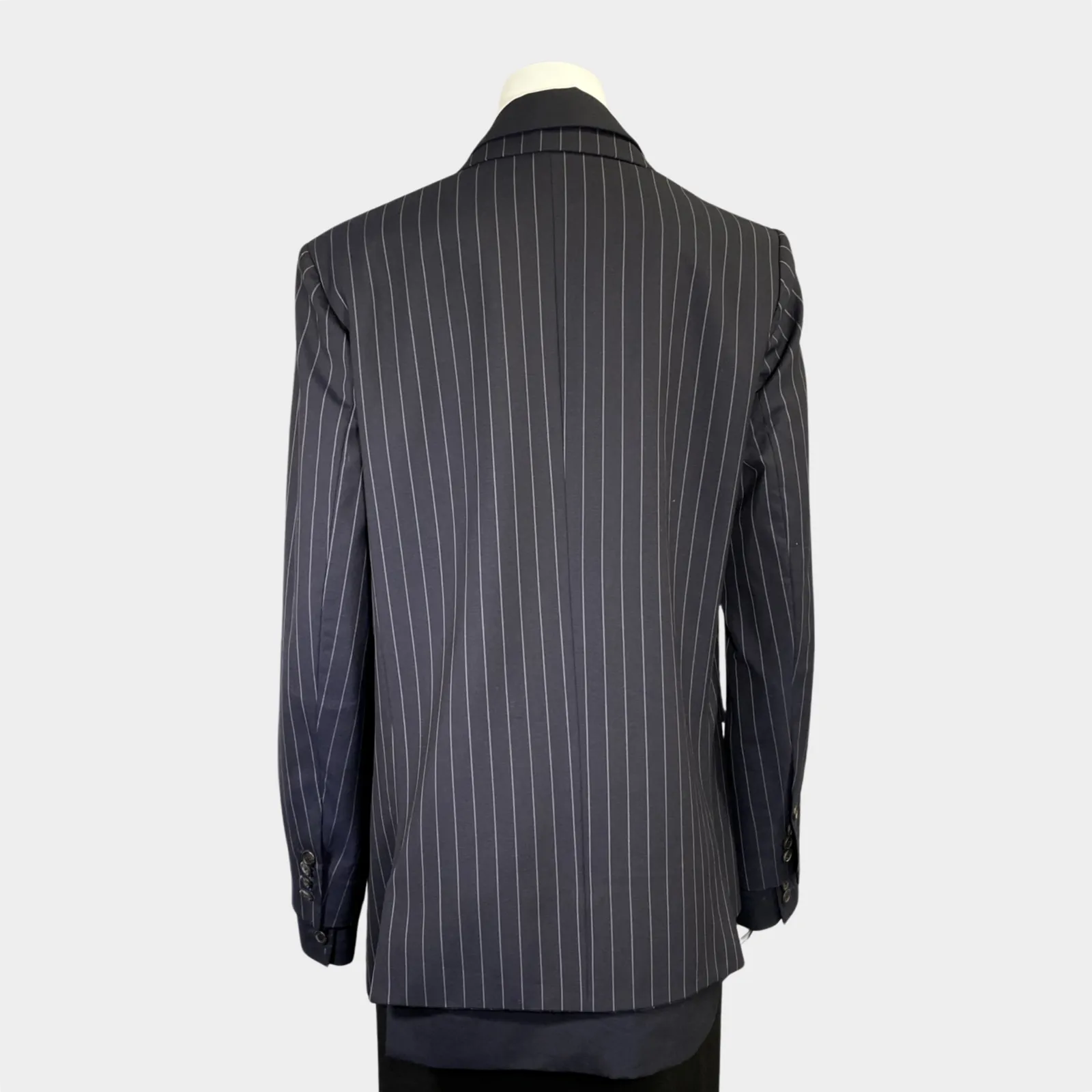 Monse women's navy striped wool suit set of oversized jacket and cropped wide-length trousers