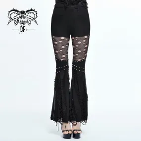 'Mourn' Punk Distressed Slim Fit Flared Pants