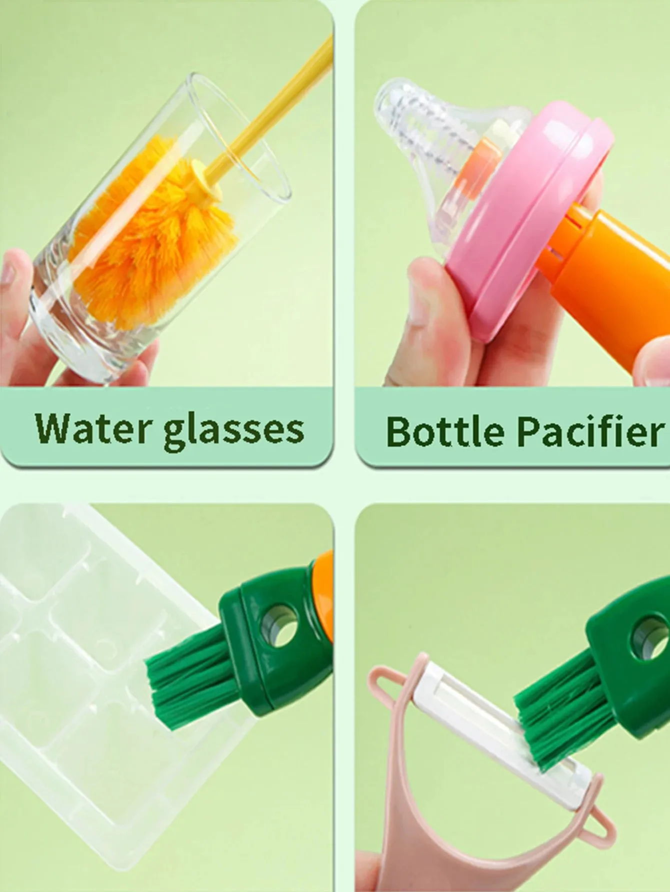 Multi-functional long handle  thermos cup bottle pacifier clean brush