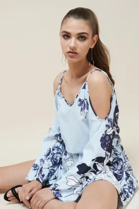 Odyssey Long Sleeve Mini Dress Blue