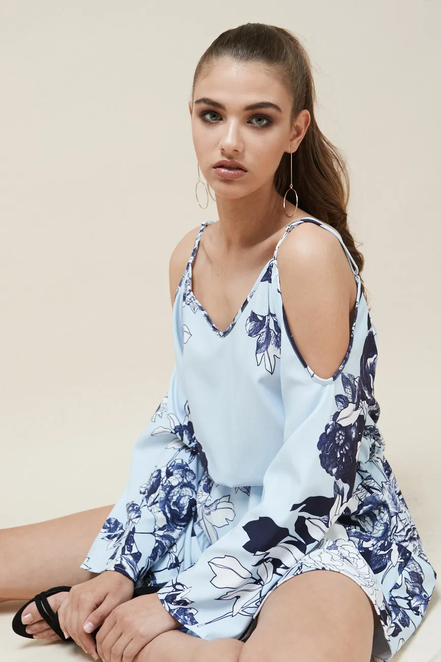 Odyssey Long Sleeve Mini Dress Blue