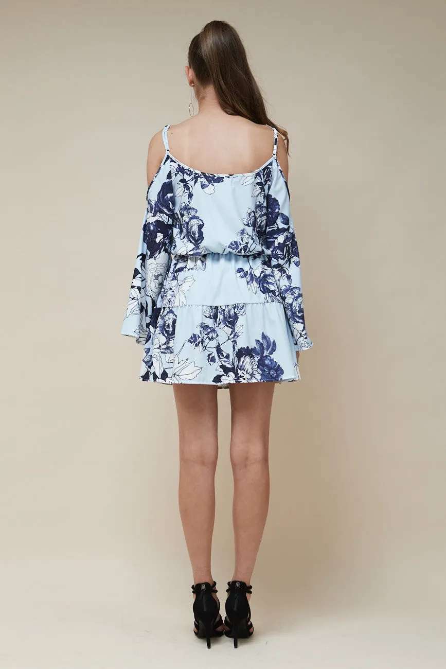 Odyssey Long Sleeve Mini Dress Blue