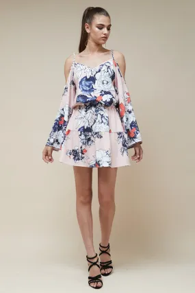 Odyssey Long Sleeve Mini Dress Peach